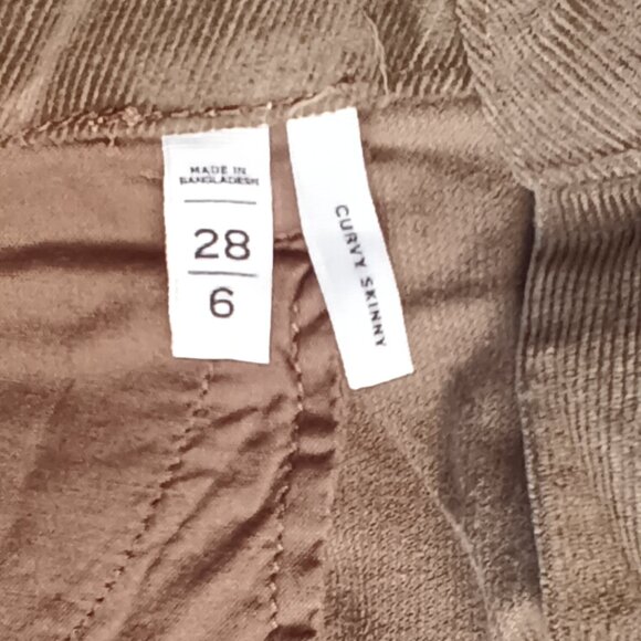 Loft Corduroy Jeans Size 28/6 Curvy Skinny Mid Rise Brown Color Zipper Ankle - Picture 5 of 10
